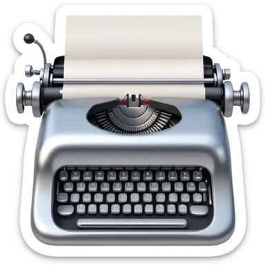 robot typewriter emoji with paper sticker