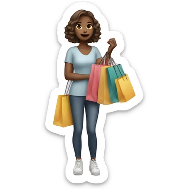 Shopaholic girl with bags in her hands sticker