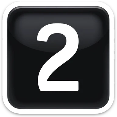 create number 2 in the center of the square shape,  and the square shape is in black color , the number is in white sticker