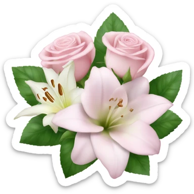 bouquet of light pink roses and white lilys sticker