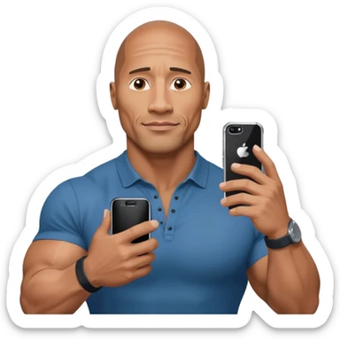 dwayne johnson with a mobile phone sticker