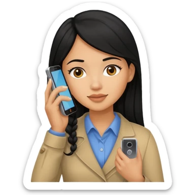 ligh skin black hair woman calling with her phone sticker