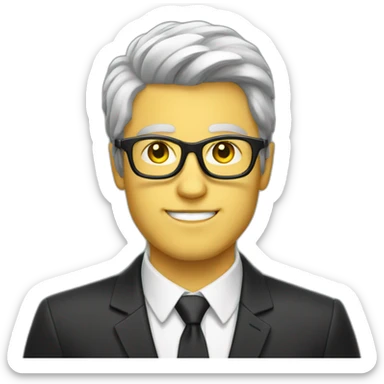 white guy with yellow tinted glasses and black hair wearing a suit  sticker