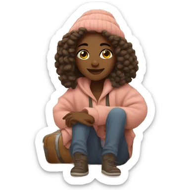 Cozy girl vibes, travel sticker