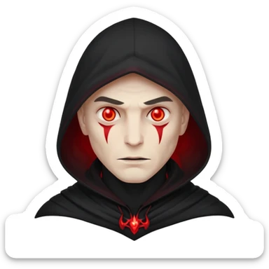 Evil, shadowie Male lord with Red glowing eyes and hood sticker