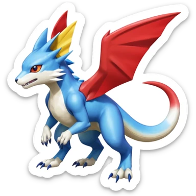 Gabite-Veemon-UlforceVeedramon-Digimon-Latias-Peppercat-Pokémon-Flamedramon-fusion-animal-hybrid-creature, Full body  sticker