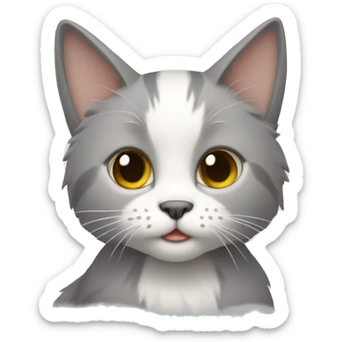 gato gris y blanco peludo sticker