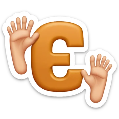 Una letra c y cabello manos y pies ojos una boca sticker