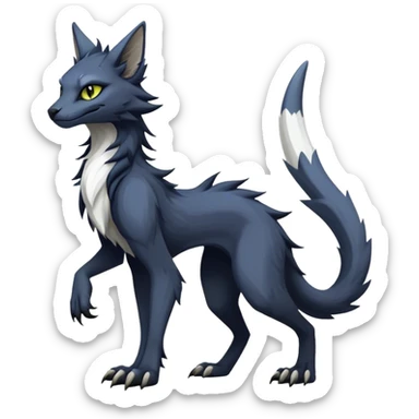 dark cool edgy fantasy feline-vernid-sergal-fursona animal creature with a tufted tail full body sticker