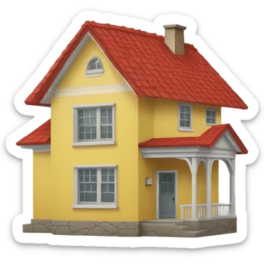house with yellow walls and red roof sticker