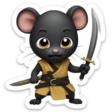 Black skin ninja rat holding a dagger sticker