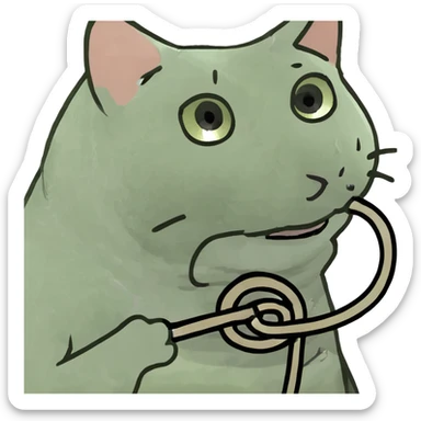 a cute cat holding rope in his hand sticker