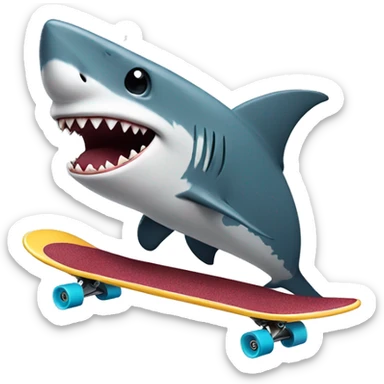 Shark riding a skateboard sticker