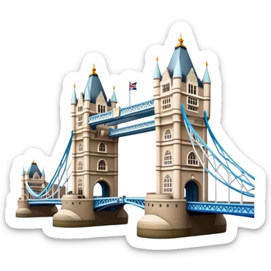 Cinematic Realistic Tower Bridge Landmark Emoji, depicted with iconic Victorian architecture spanning the River Thames, rendered with lifelike textures and dramatic natural lighting that captures its majestic presence. sticker