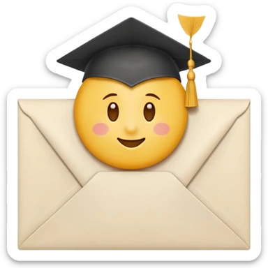 A simple emoji-style icon of a white manila envelope with subtle paper texture, clean edges, and a small graduation NUMBER  2022-photo icon on the front, graduation icon  sticker