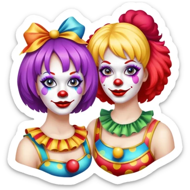 two female clowns sticker
