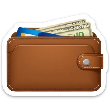 portefeuille marron avec quelques billets et carte bancaire sticker