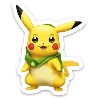 pikachu et grenouille  sticker