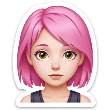 Girl with pink hear  sticker