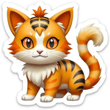 Shiny Cute Adorable Meowth-Litten-Littleo-Growlithe-Hybrid-Creature with pattern-markings sticker