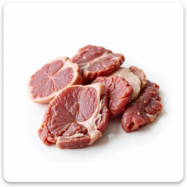 raw assorted meats, uncooked, realistic, on a white background sticker