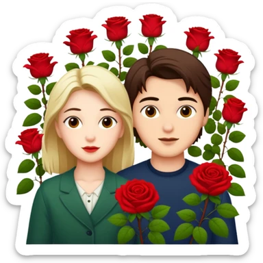 Kai and Gerda by the rose bush sticker