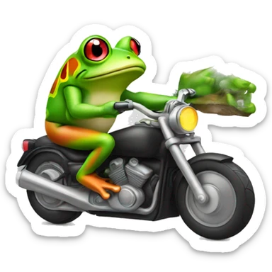 Rainbow frog riding a motorcycle sticker