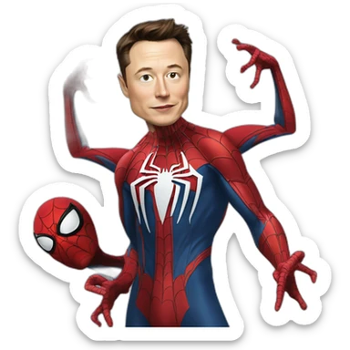 Elon Musk with his realistic face in a Spider-Man’s latest outfit sticker