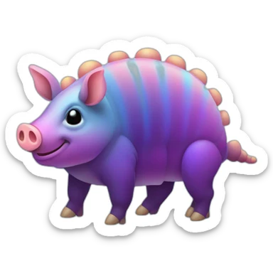 Iridescent cyan purple gradient pig armadillo cow centipede insect with star markings star shaped spots sticker