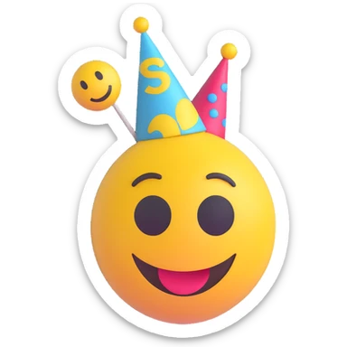 3D smiley emoji, round shape, party face, with the text "szétcsapva" sticker