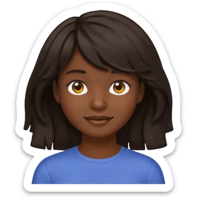 À emoji that don’t smile Dark brown thick hair, medium-length textured top with loose natural waves, short tapered sides, soft messy fringe, natural volume sticker