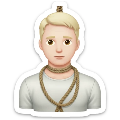 A man who’s hanging himself with a rope by his neck sticker
