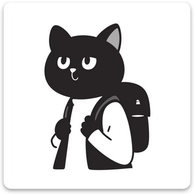 cat wearing a school backpack sticker