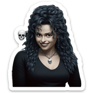 smiling girl with skull necklace sticker