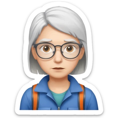young climber woman with white/grey hair and glassess sticker