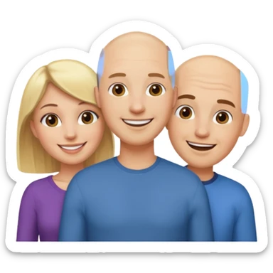 throuple blonde brunette females bald male sticker