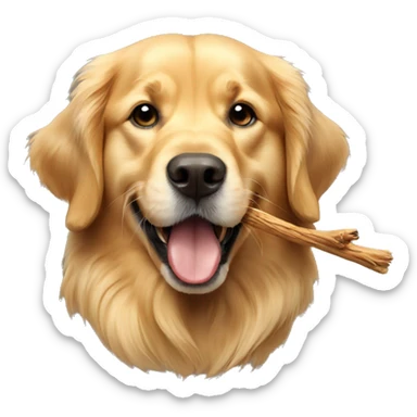 golden retriever with twig in mouth sticker