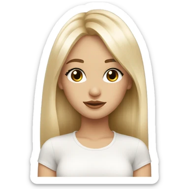 Beautiful girl light blonde long with bangs and hazel eyes with long eyelashes sticker