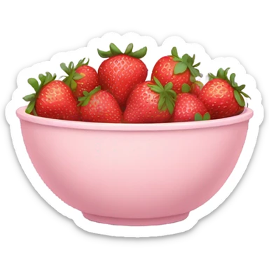 large fancy pastel pink bowl of strawberries sticker