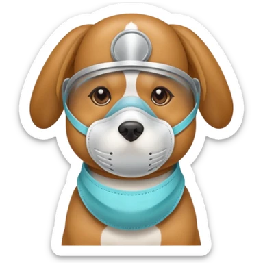dog Wearing Medical Mask sticker