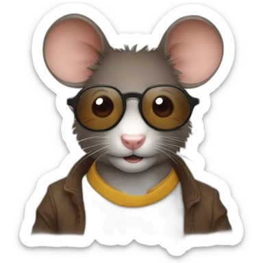 Un gros rat avec des lunettes et avec des cheveux bruns sticker