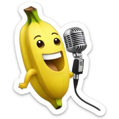 Banana singing with microphone sticker