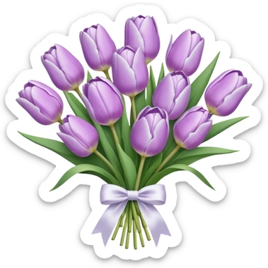 Pastel lilac tulip bouquet with bow sticker