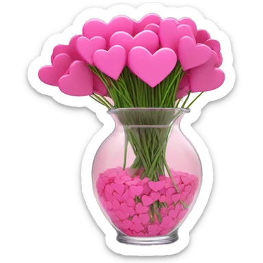 10000000 huge pink hearts on stems in a clear glass vase sticker