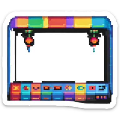 Add a retro arcade background with pixel art details, arcade machines, and neon signs. Keep the pixel art style. sticker