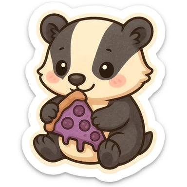 Badger with pizza purple sticker