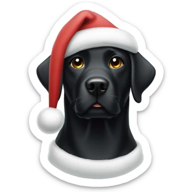 Black lab with a Santa hat sticker