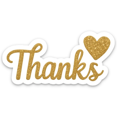  glitter thanks heart, remove background sticker