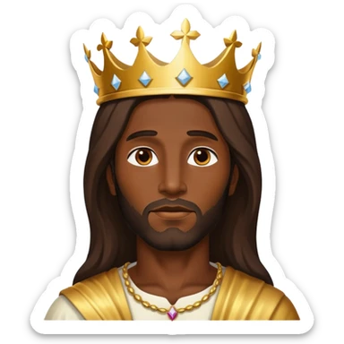 Dark skin christ Jesus in gold crown ascending  sticker