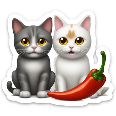 cat and chili mixed sticker